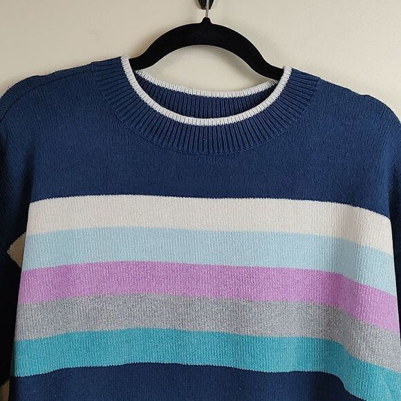 T by Talbot's Tweed Chenille stripe Tunic Sweater in Dark Slate - Picture 6 of 10